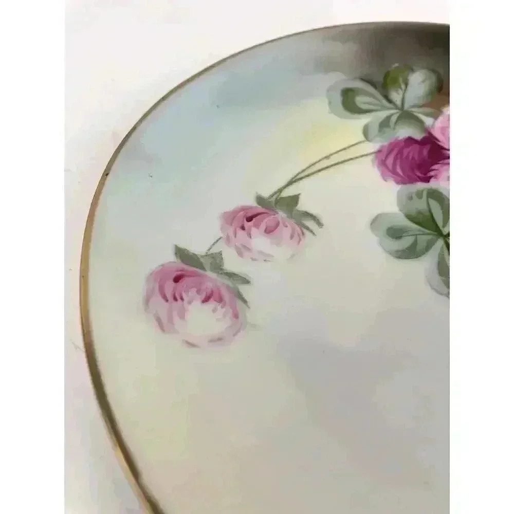 Royal Rudolstadt Prussia Hand Painted Floral Plate Roses Stein 7.5" Gold Trim - Picture 7 of 9